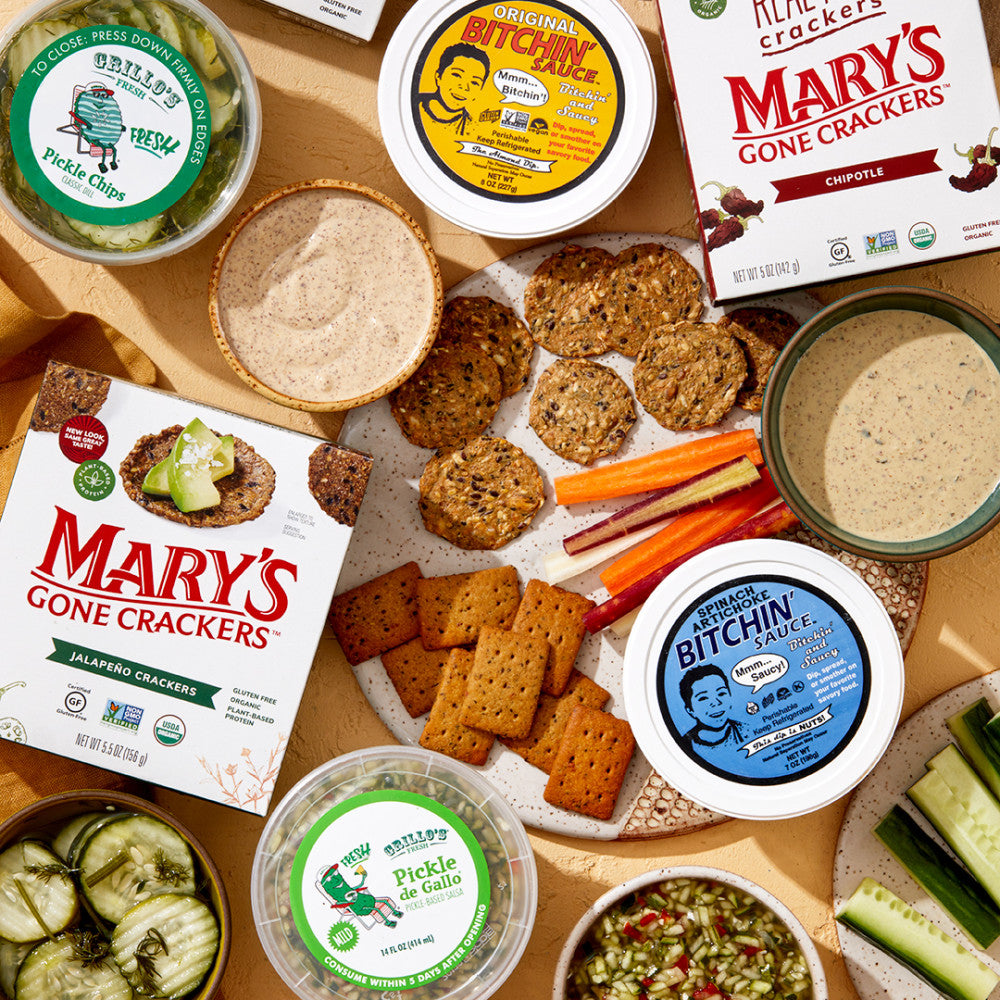Mary’s Gone Crackers + Grillo’s Pickles + Bitchin’ Sauce Giveaway!