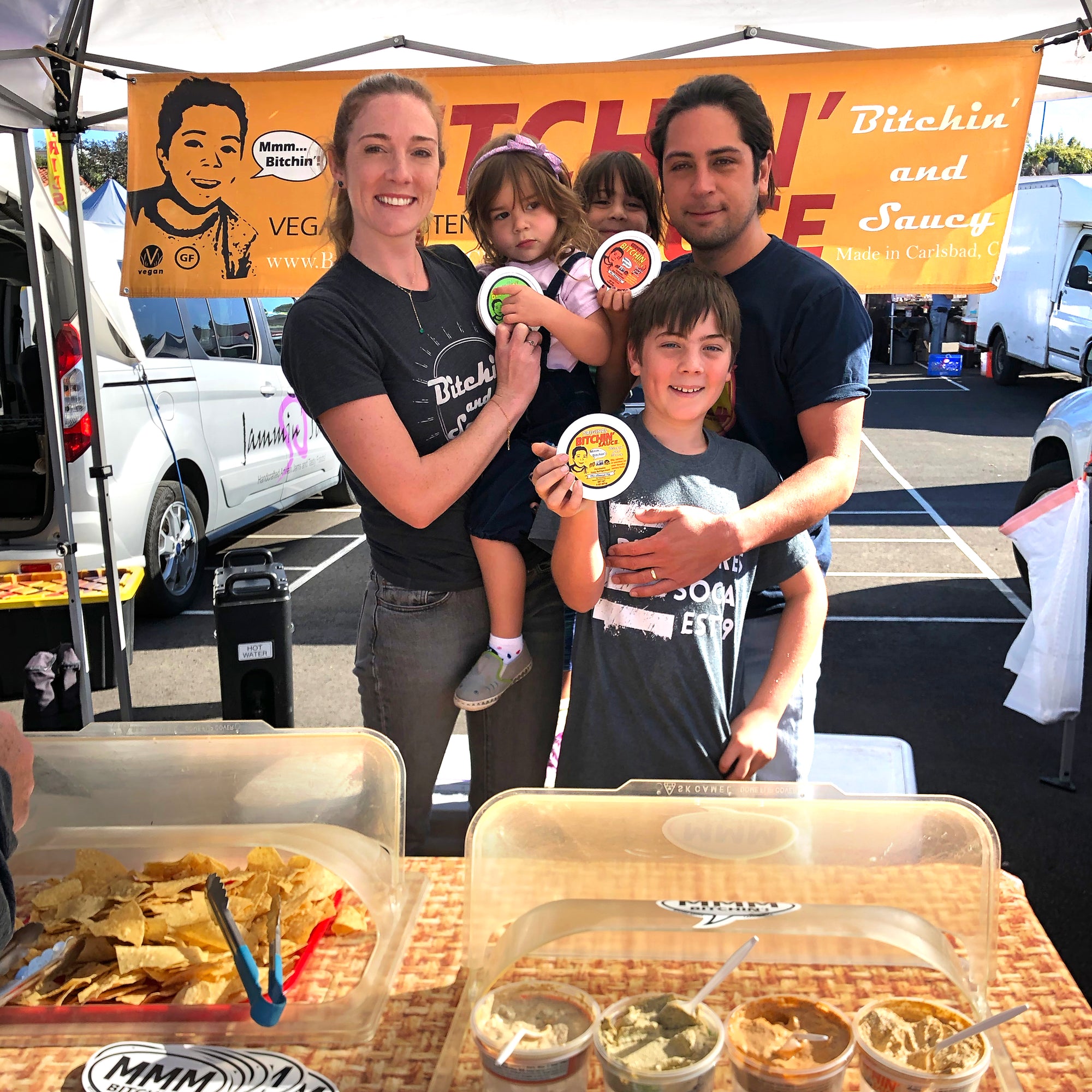 bitchin family at the farmers market